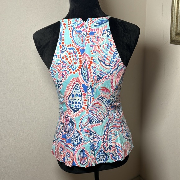 Lilly Pulitzer Anabelle - Shell Me About It - racer back contrast lace top Sz 6 - Picture 6 of 10